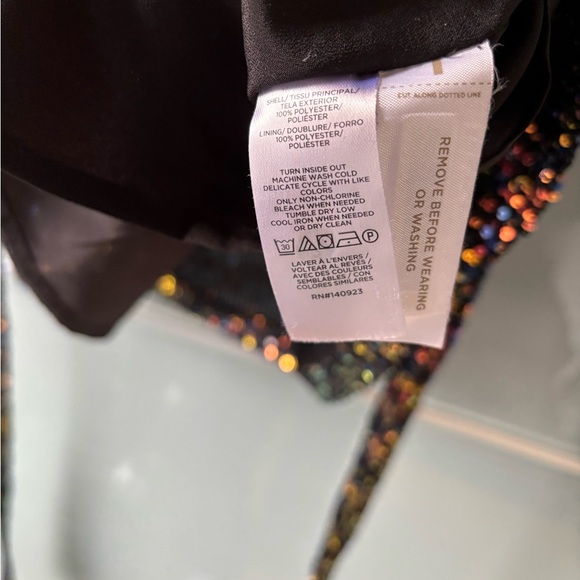 XSP LOFT Women's Sequin Mini Dress Belted V-Neck Banded Sheer Sleeve - Picture 9 of 10